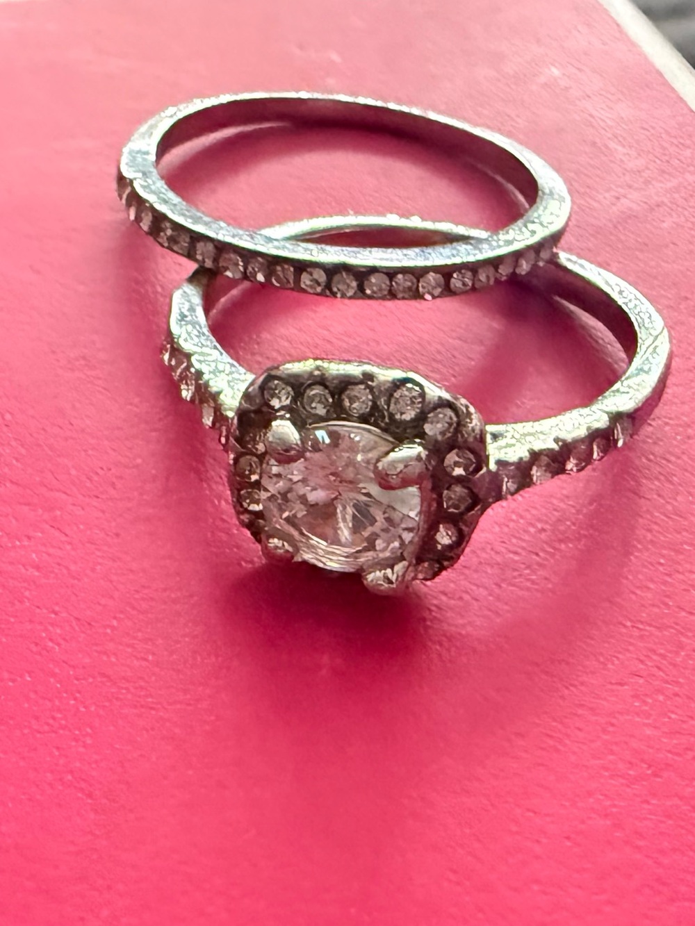 Silver fashion CZ crystal Ring Set